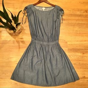 Converse Tie Sleeves Chambray Denim Sleeveless Skater Dress Size XS